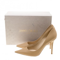 Pre Owned Jimmy Choo Beige Leather Abel Pointed Toe Pumps Size 41