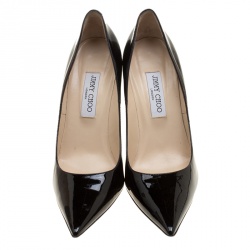 Jimmy Choo Black Patent Leather Abel Pointed Toe Pumps Size 41