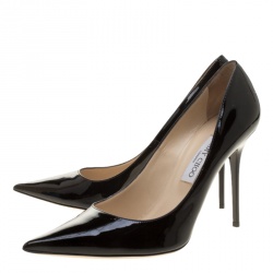 Jimmy Choo Black Patent Leather Abel Pointed Toe Pumps Size 41