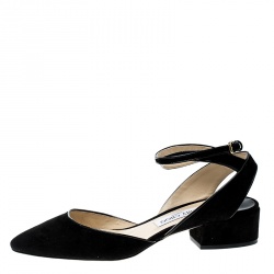 Pre Owned Jimmy Choo Black Suede Vicky Cross Ankle Strap Sandals Size 40