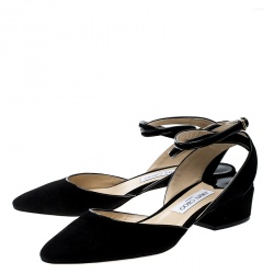Pre Owned Jimmy Choo Black Suede Vicky Cross Ankle Strap Sandals Size 40
