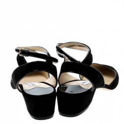 Pre Owned Jimmy Choo Black Suede Vicky Cross Ankle Strap Sandals Size 40