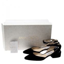 Pre Owned Jimmy Choo Black Suede Vicky Cross Ankle Strap Sandals Size 40