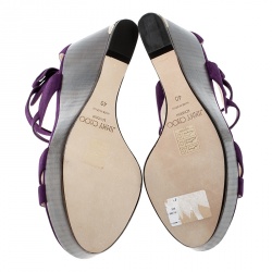 Pre Owned Jimmy Choo Purple Suede Naomi Cross Strap Wedge Sandals Size 40