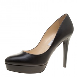Pre Owned Jimmy Choo Black Leather Alex Platform Pumps Size 41