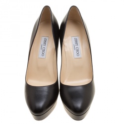 Pre Owned Jimmy Choo Black Leather Alex Platform Pumps Size 41