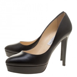 Pre Owned Jimmy Choo Black Leather Alex Platform Pumps Size 41
