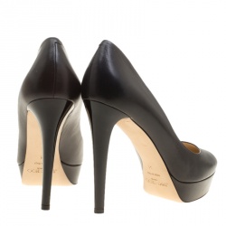 Pre Owned Jimmy Choo Black Leather Alex Platform Pumps Size 41