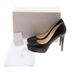 Pre Owned Jimmy Choo Black Leather Alex Platform Pumps Size 41