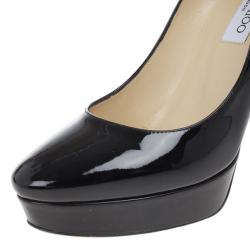 Pre Owned Jimmy Choo Black Patent Cosmic Platform Pumps Size 39.5