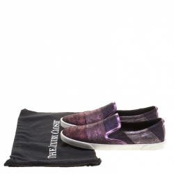 Pre Owned Jimmy Choo Metallic Purple Lace Demi Slip On Sneakers Size 41