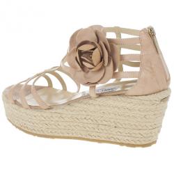 Pre Owned Jimmy Choo Beige Leather Pulse Cage Espadrille Wedges size 40