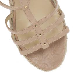 Pre Owned Jimmy Choo Beige Leather Pulse Cage Espadrille Wedges size 40