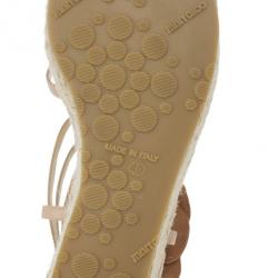 Pre Owned Jimmy Choo Beige Leather Pulse Cage Espadrille Wedges size 40