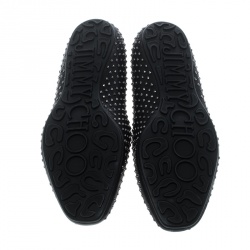 Jimmy Choo Black Studded Shimmering Leather Wheel Smoking Slippers Size 40.5