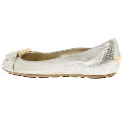 Pre Owned Jimmy Choo Metallic Morse Ballet Flats Size 38