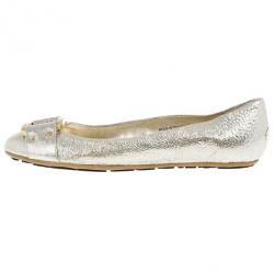 Pre Owned Jimmy Choo Metallic Morse Ballet Flats Size 38