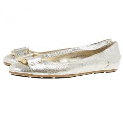 Pre Owned Jimmy Choo Metallic Morse Ballet Flats Size 38