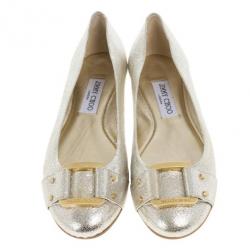 Pre Owned Jimmy Choo Metallic Morse Ballet Flats Size 38