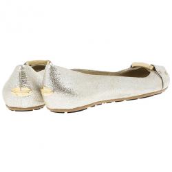 Pre Owned Jimmy Choo Metallic Morse Ballet Flats Size 38
