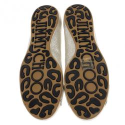 Pre Owned Jimmy Choo Metallic Morse Ballet Flats Size 38