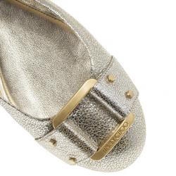 Pre Owned Jimmy Choo Metallic Morse Ballet Flats Size 38