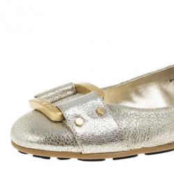 Pre Owned Jimmy Choo Metallic Morse Ballet Flats Size 38