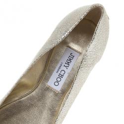 Pre Owned Jimmy Choo Metallic Morse Ballet Flats Size 38
