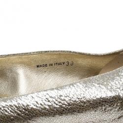 Pre Owned Jimmy Choo Metallic Morse Ballet Flats Size 38