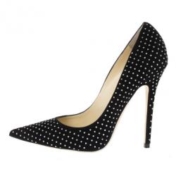 مملوكة مسبقًا Jimmy Choo Black Suede Anouk Studded Pointed Toe Pumps Size 39.5