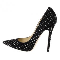 مملوكة مسبقًا Jimmy Choo Black Suede Anouk Studded Pointed Toe Pumps Size 39.5