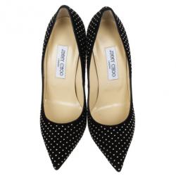 مملوكة مسبقًا Jimmy Choo Black Suede Anouk Studded Pointed Toe Pumps Size 39.5