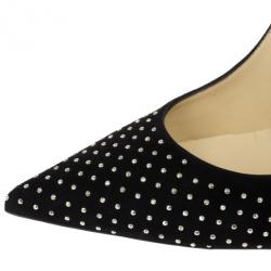مملوكة مسبقًا Jimmy Choo Black Suede Anouk Studded Pointed Toe Pumps Size 39.5