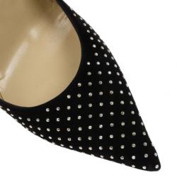 مملوكة مسبقًا Jimmy Choo Black Suede Anouk Studded Pointed Toe Pumps Size 39.5