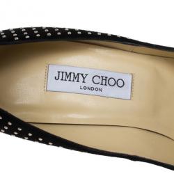 مملوكة مسبقًا Jimmy Choo Black Suede Anouk Studded Pointed Toe Pumps Size 39.5