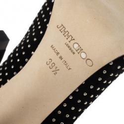 مملوكة مسبقًا Jimmy Choo Black Suede Anouk Studded Pointed Toe Pumps Size 39.5