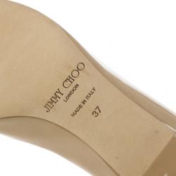 Pre Owned Jimmy Choo Nude Patent Isabel Peep Toe Pumps Size 37