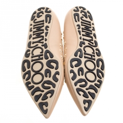 Pre Owned Jimmy Choo Beige Leather Windsor Star Embellished Pointed Toe Flats Size 41