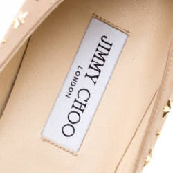 Pre Owned Jimmy Choo Beige Leather Windsor Star Embellished Pointed Toe Flats Size 41