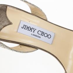 مملوكة مسبقًا Jimmy Choo Silver India Glitter Slingback Sandals Size 38