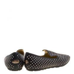 Jimmy Choo Black Studded Suede Wheel Smoking Slippers Size 38.5