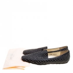 Jimmy Choo Black Studded Suede Wheel Smoking Slippers Size 38.5