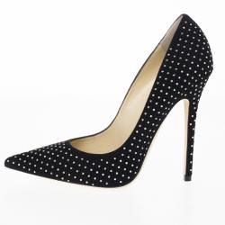 مملوكة مسبقًا Jimmy Choo Black Suede Anouk Studded Pointed Toe Pumps Size 39