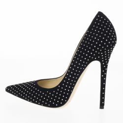 مملوكة مسبقًا Jimmy Choo Black Suede Anouk Studded Pointed Toe Pumps Size 39