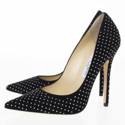 مملوكة مسبقًا Jimmy Choo Black Suede Anouk Studded Pointed Toe Pumps Size 39