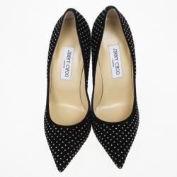 مملوكة مسبقًا Jimmy Choo Black Suede Anouk Studded Pointed Toe Pumps Size 39