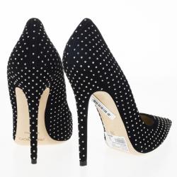 مملوكة مسبقًا Jimmy Choo Black Suede Anouk Studded Pointed Toe Pumps Size 39