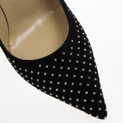 مملوكة مسبقًا Jimmy Choo Black Suede Anouk Studded Pointed Toe Pumps Size 39