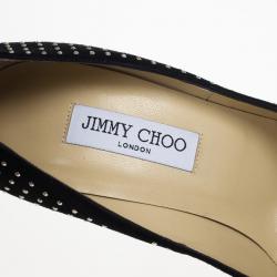 مملوكة مسبقًا Jimmy Choo Black Suede Anouk Studded Pointed Toe Pumps Size 39