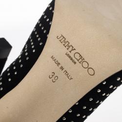 مملوكة مسبقًا Jimmy Choo Black Suede Anouk Studded Pointed Toe Pumps Size 39